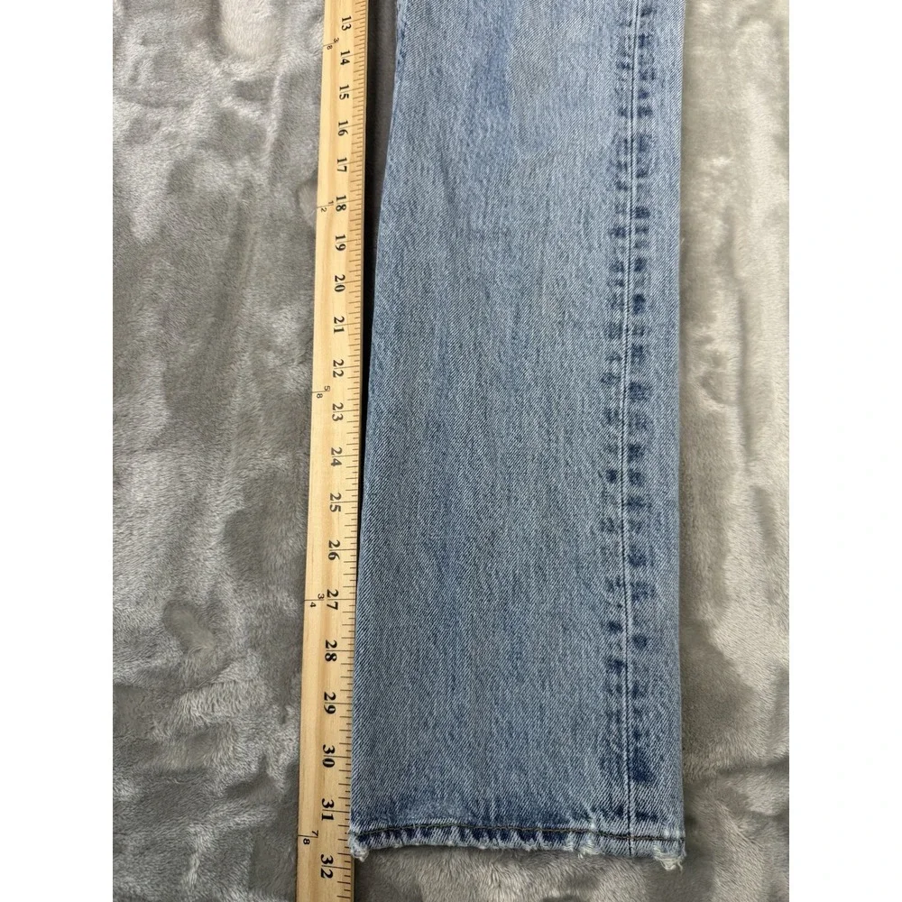 Levis Jeans Mens Blue 501 Premium Light Wash Button Fly Straight Denim 28x32